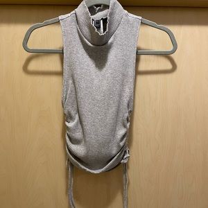 Ruched gray high neck top